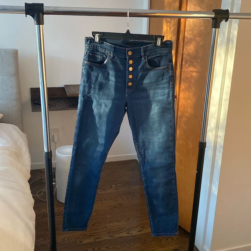 Ann Taylor cropped skinny jeans- button down!